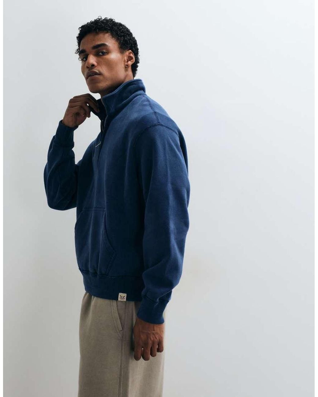 Abercrombie & Fitch Blue Heavyweight 1/4 Zip Sweatshirt for men