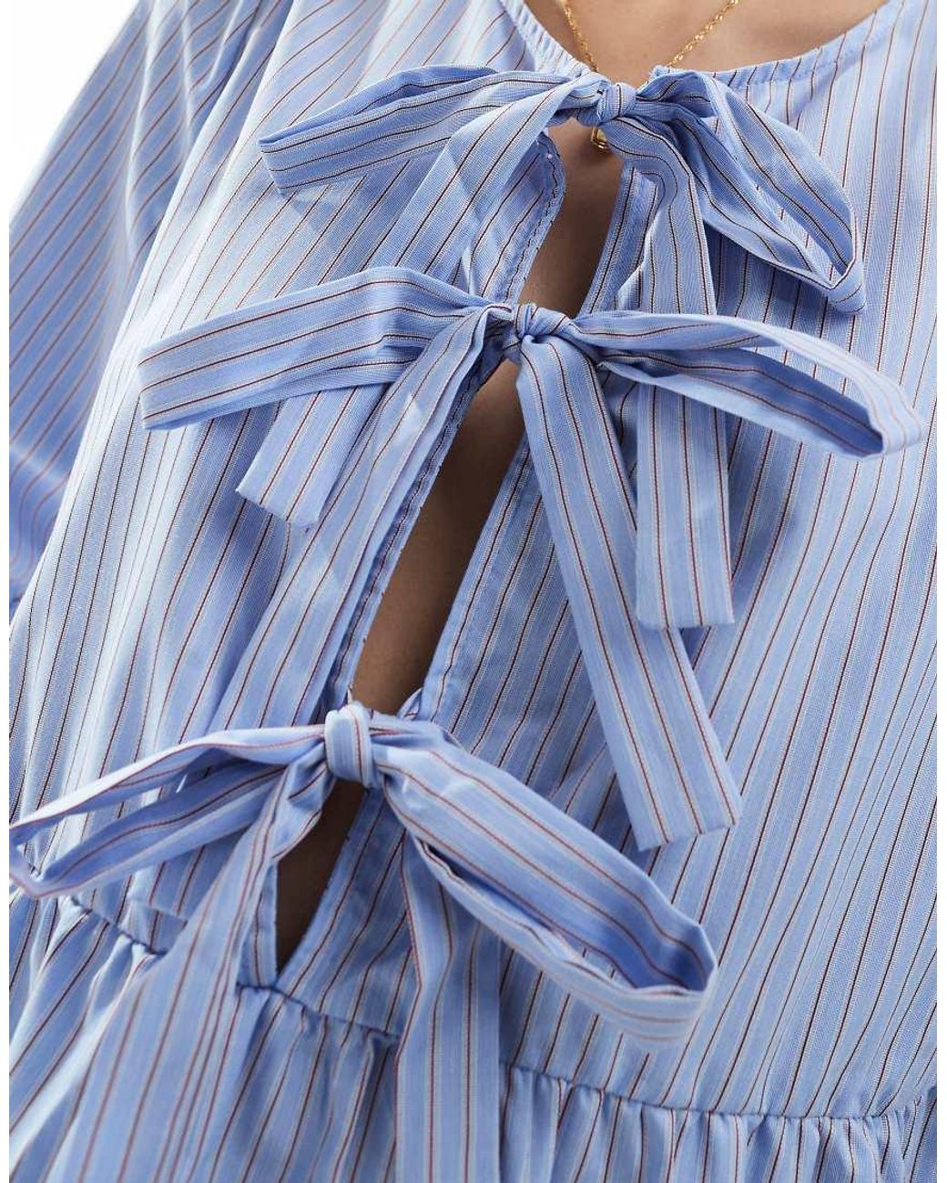 ONLY Blue Tie Front Mini Dress