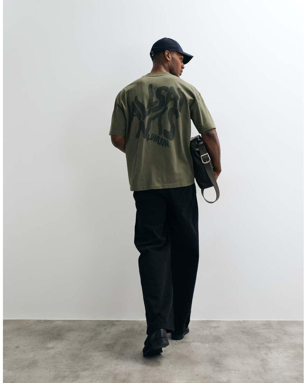 AllSaints Green Orlando Short Sleeve Graphic Logo T-Shirt With Back Print for men