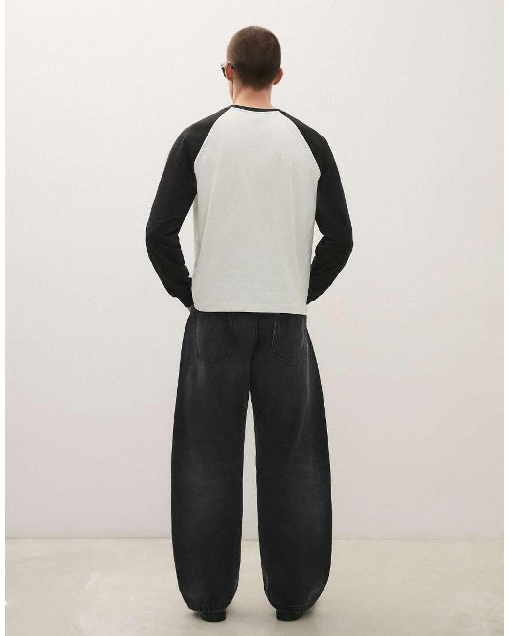 Bershka Black Twisted Fit Jeans for men