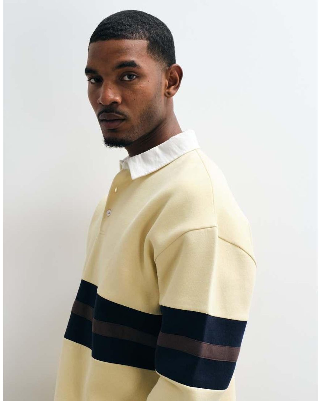 ASOS Yellow Oversized Rugby Polo With Contrast Panelling for men
