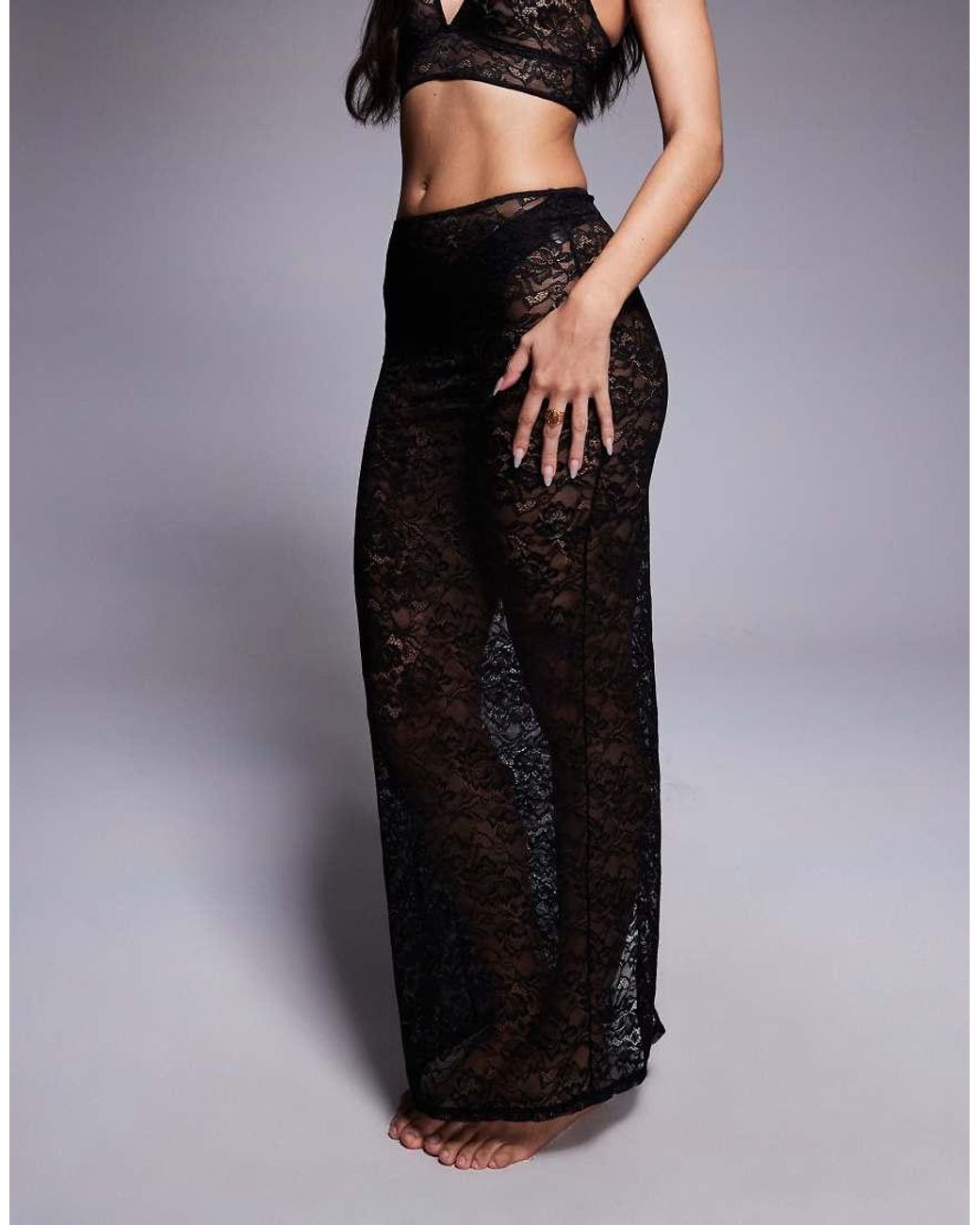 Bluebella Blue Fallon Lace Long Skirt