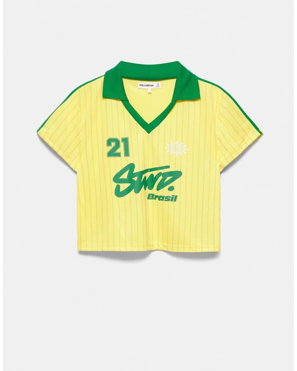 Pull&Bear Green Stwd Brazil Football Polo Shirt