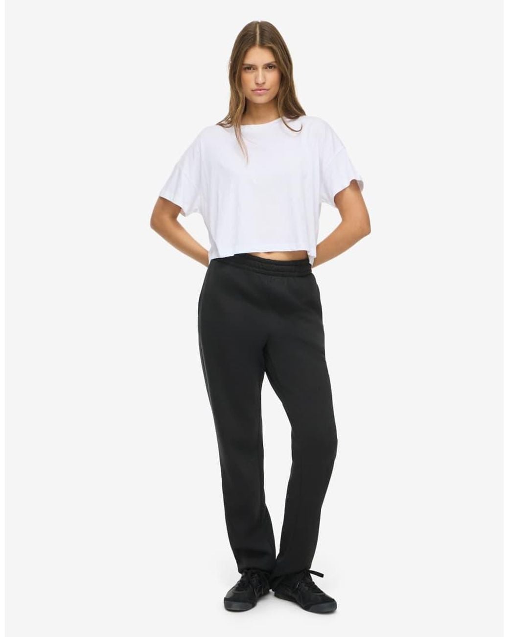 Noisy May Black Bloom Mid Waist Loose Fit Sweatpants