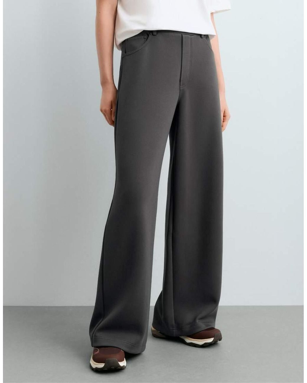 Oysho Black 5-pocket Wide-leg Trousers