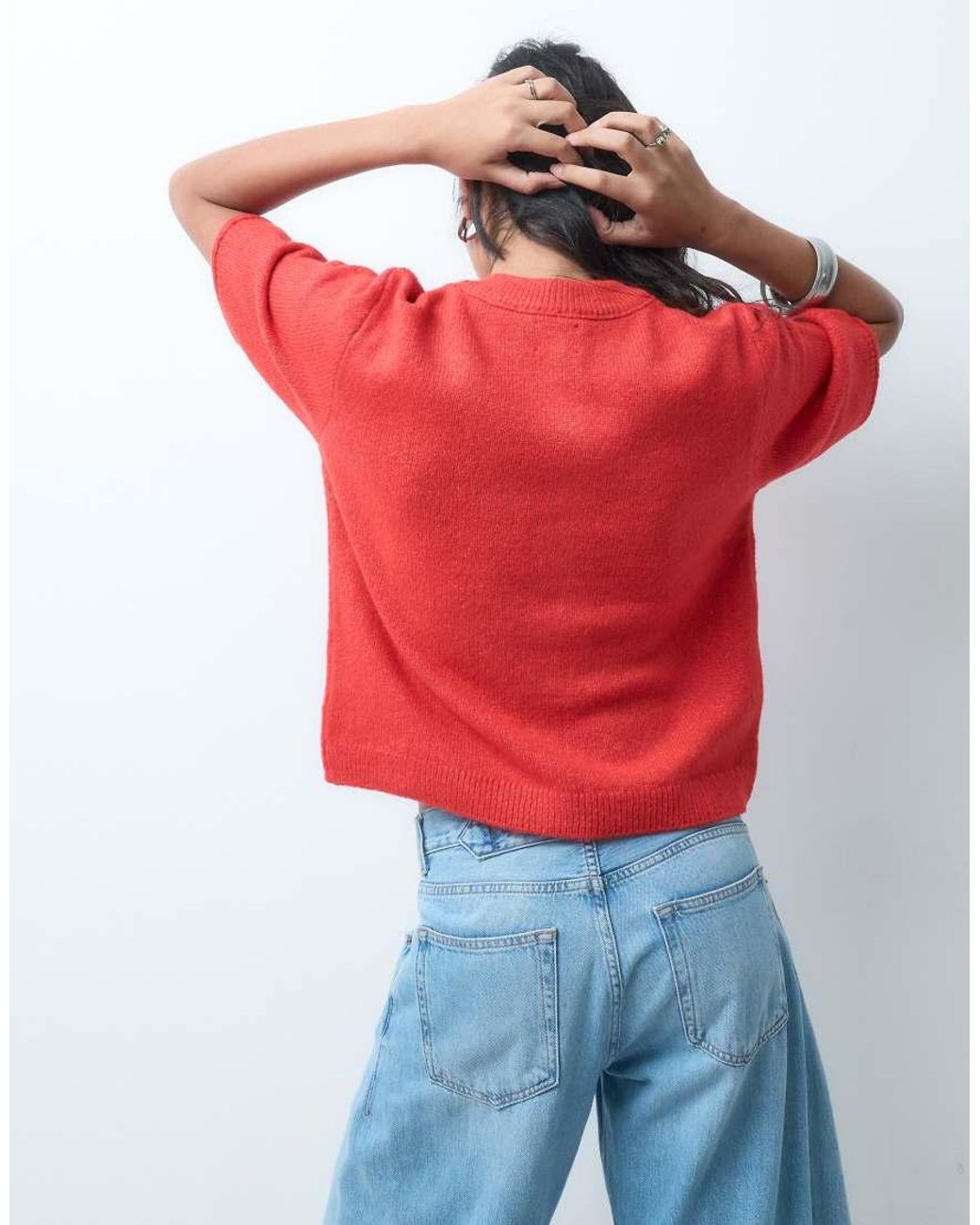 ASOS Red Lightweight Relaxed Short Sleeve Cardigan