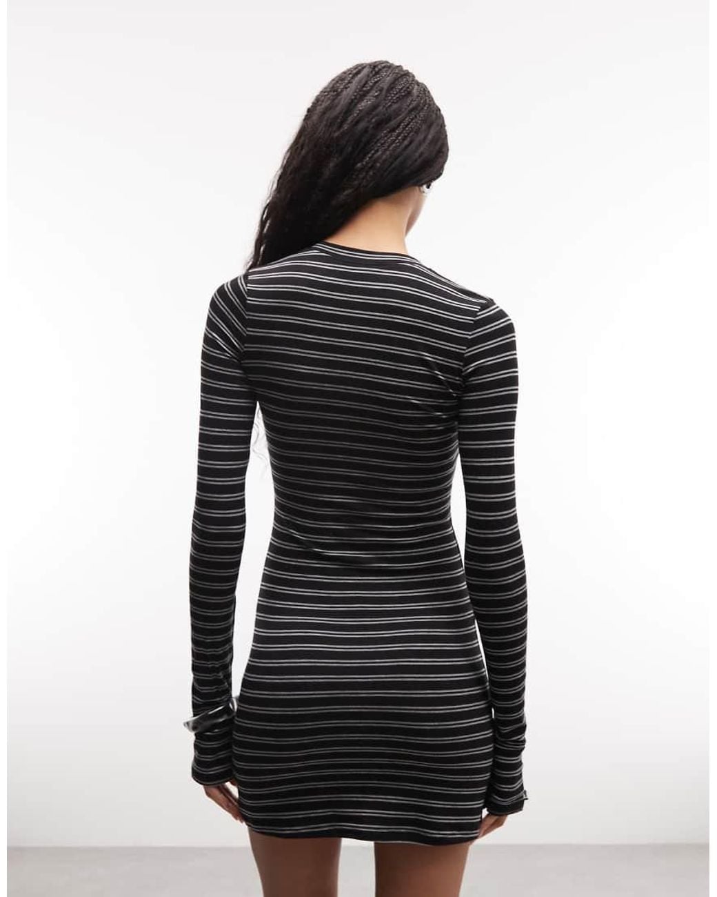 Weekday Black Long Sleeve Mini Dress With Press Stud Detail