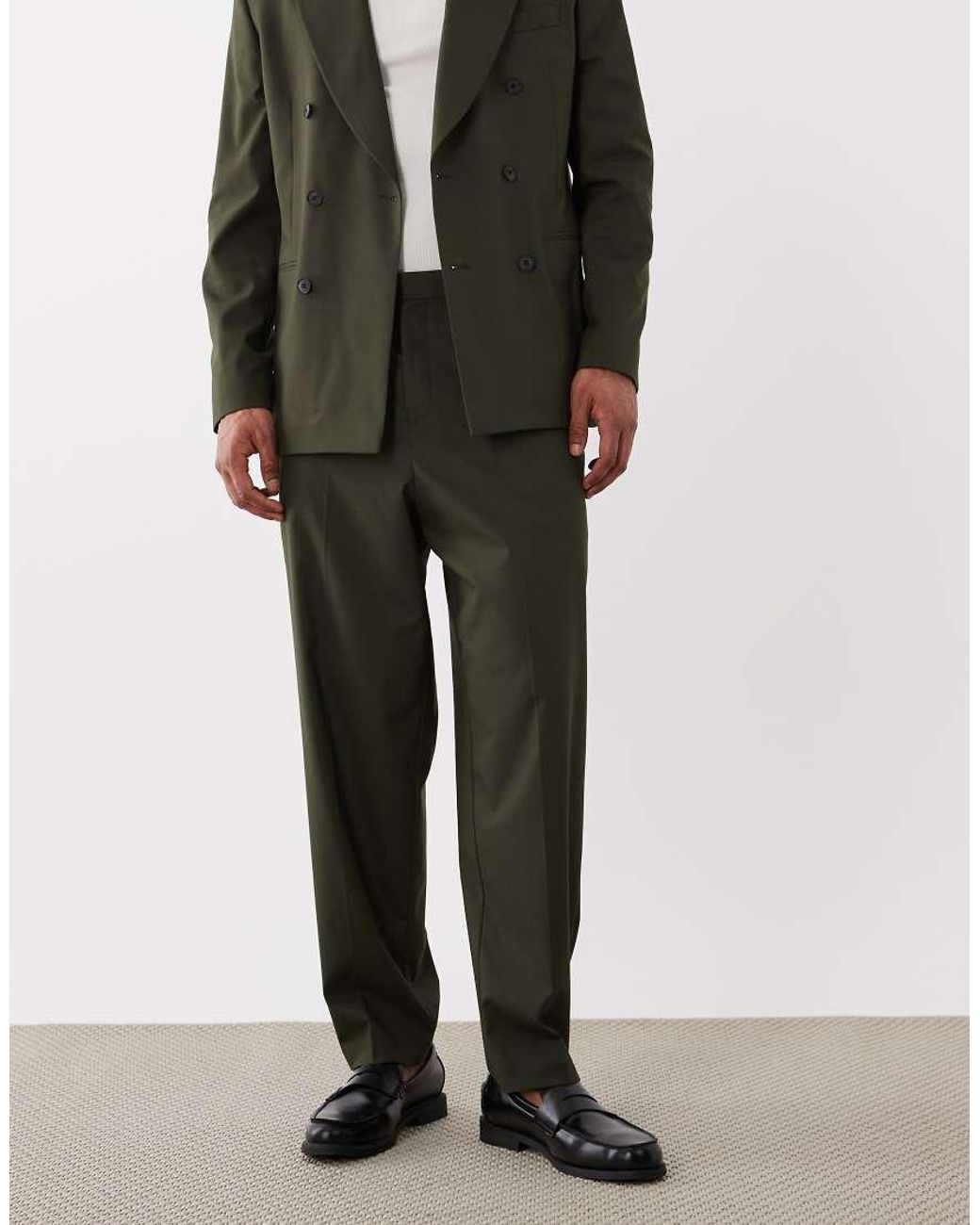 ASOS Green Relaxed Tapered Suit Pants for men