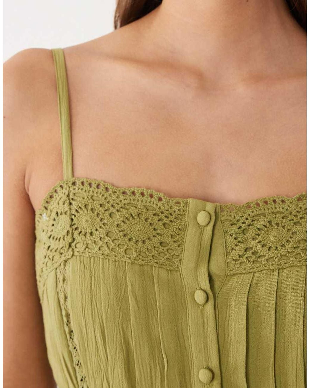 Miss Selfridge Green Lace Insert Maxi Dress