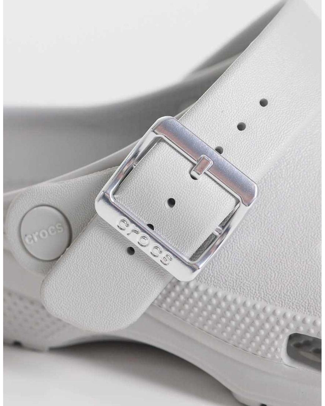 CROCSTM White Classic Metallic Buckle Clogs