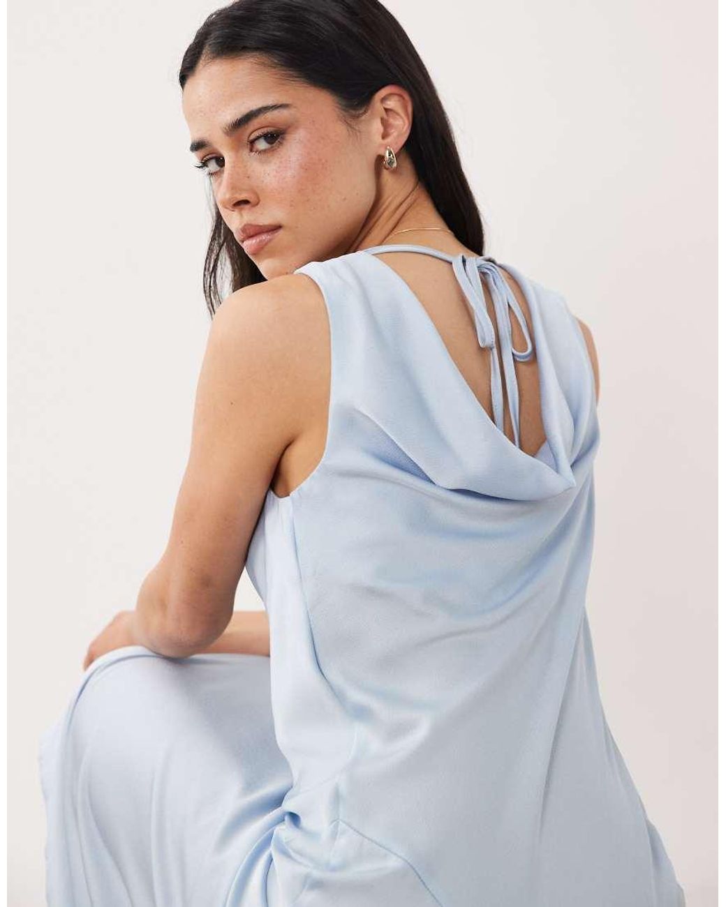 New Look White Cowl Neck Satin Midi Dress