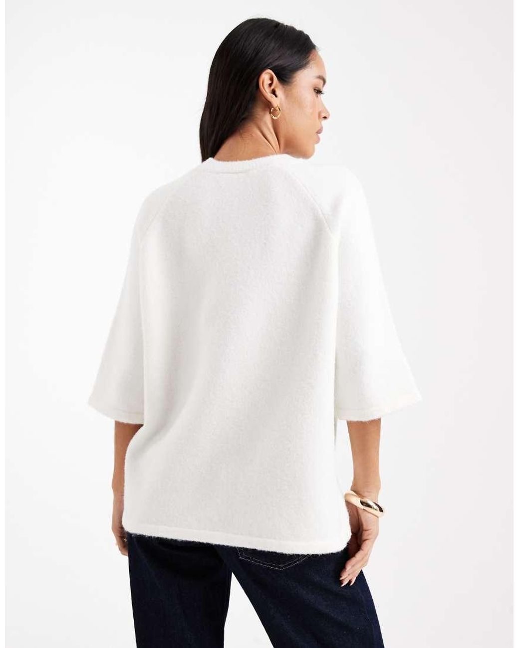 ASOS White Knitted Oversized Top With Wool