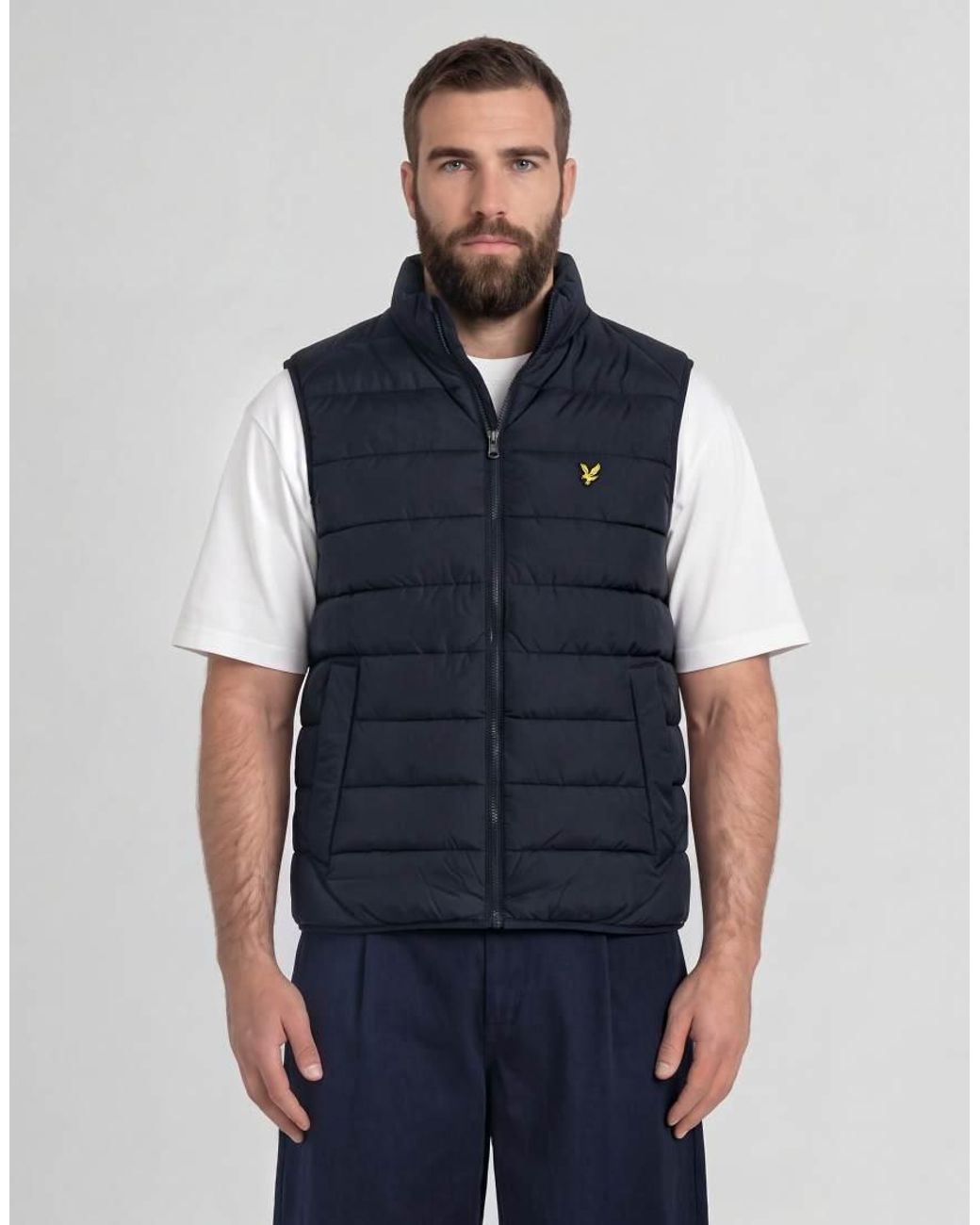 Lyle & Scott Blue Mid Jackets Quilted Gilet for men