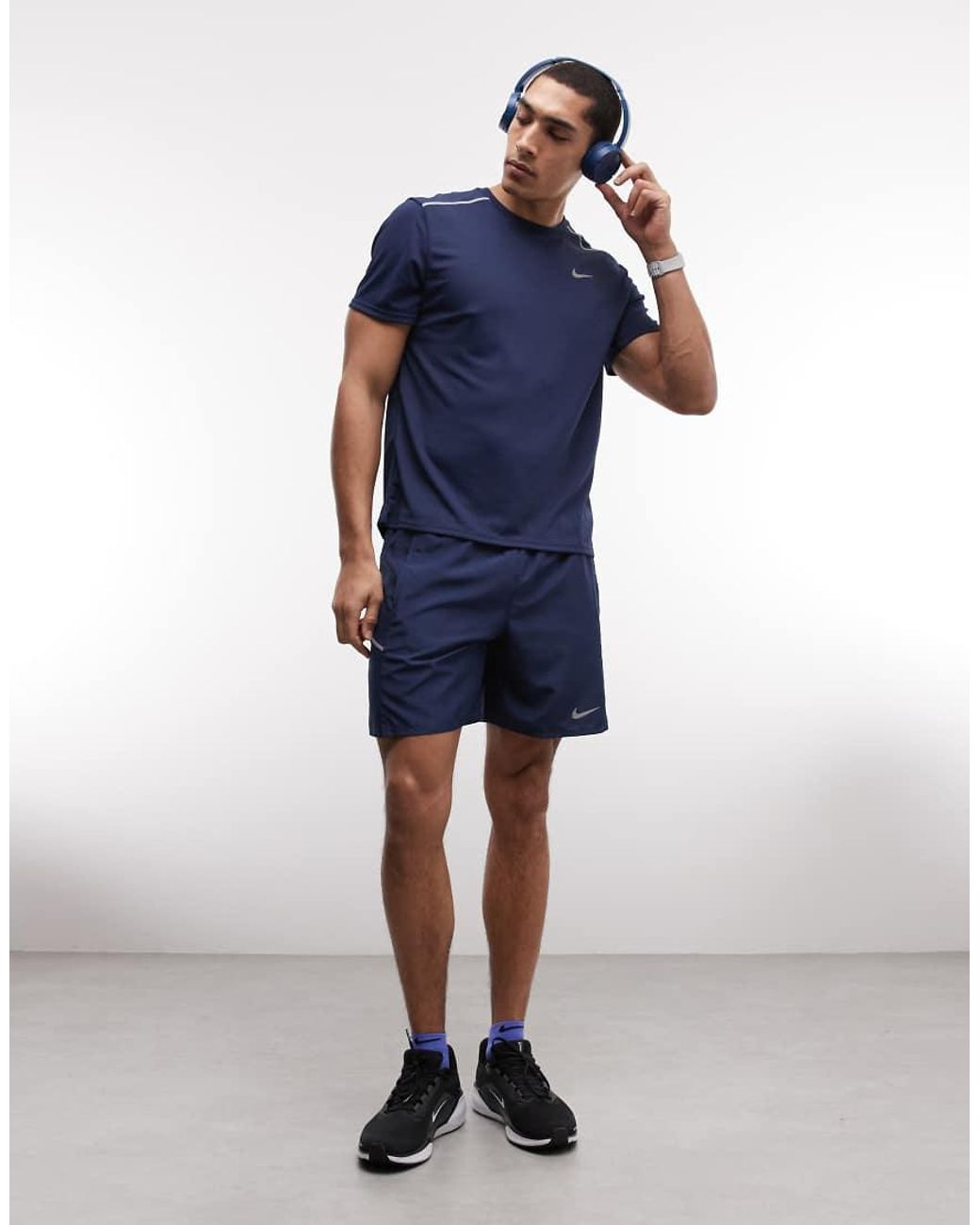 Nike Blue Miler Dri-fit Uv-protection T-shirt for men