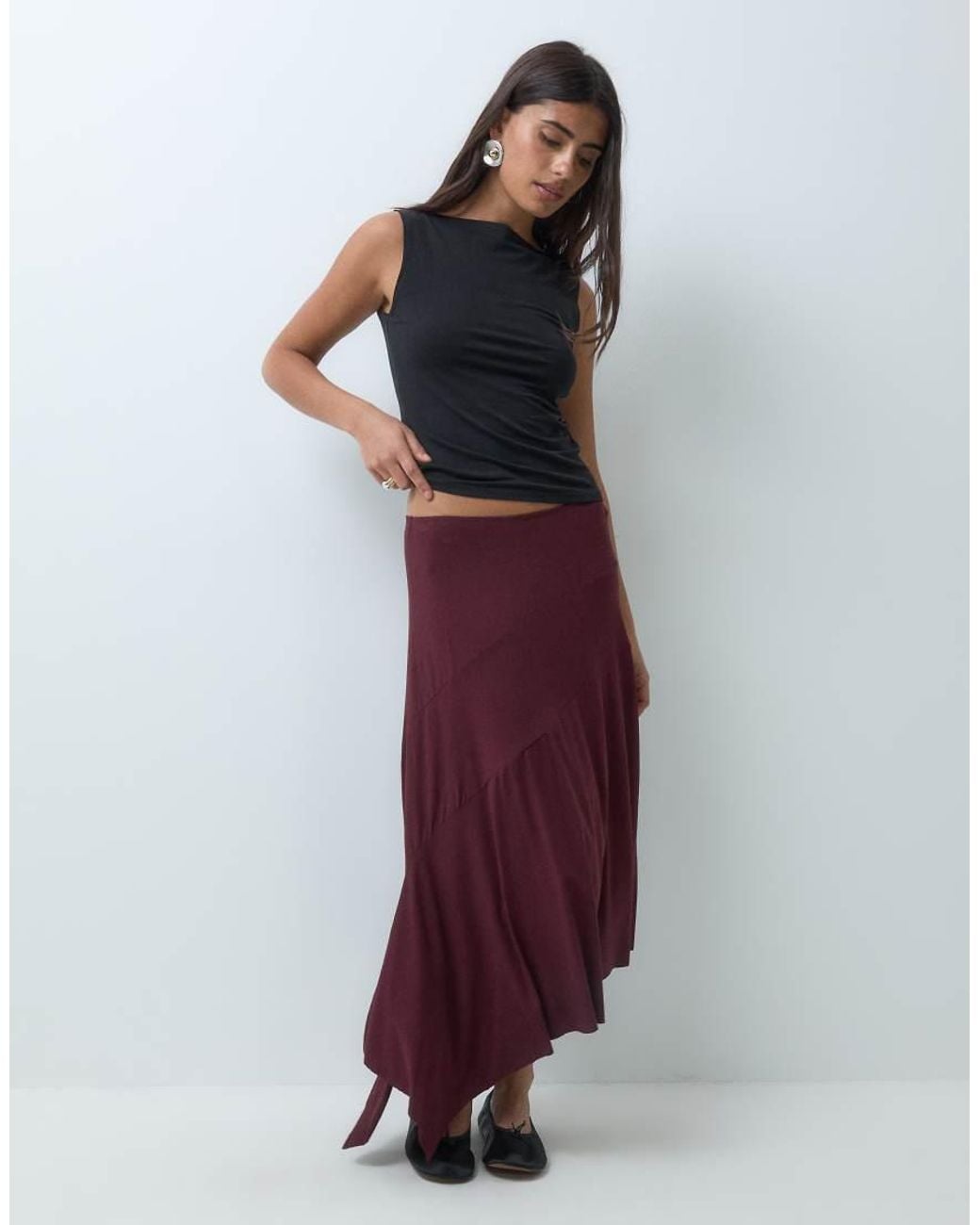 Motel Multicolor Temisi Jersey Asymm Midi Skirt