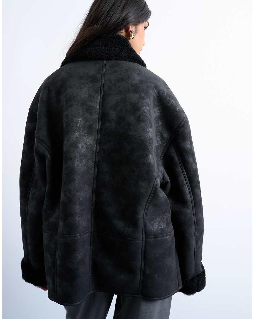 TOPSHOP White Shearling Super Oversized Car Coat