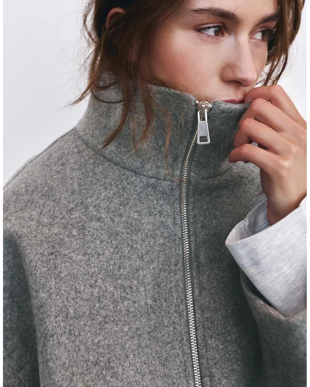Pull&Bear Gray Wool-blend Balloon Bomber Jacket