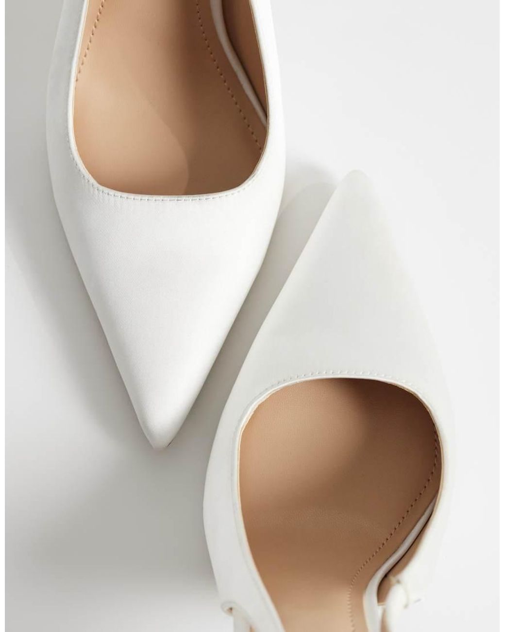 Schuh White Sade Slingback Heeled Shoes