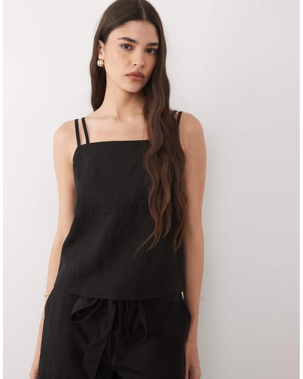 Mango Black Espresso Square Neck Strappy Cami Top Co-Ord