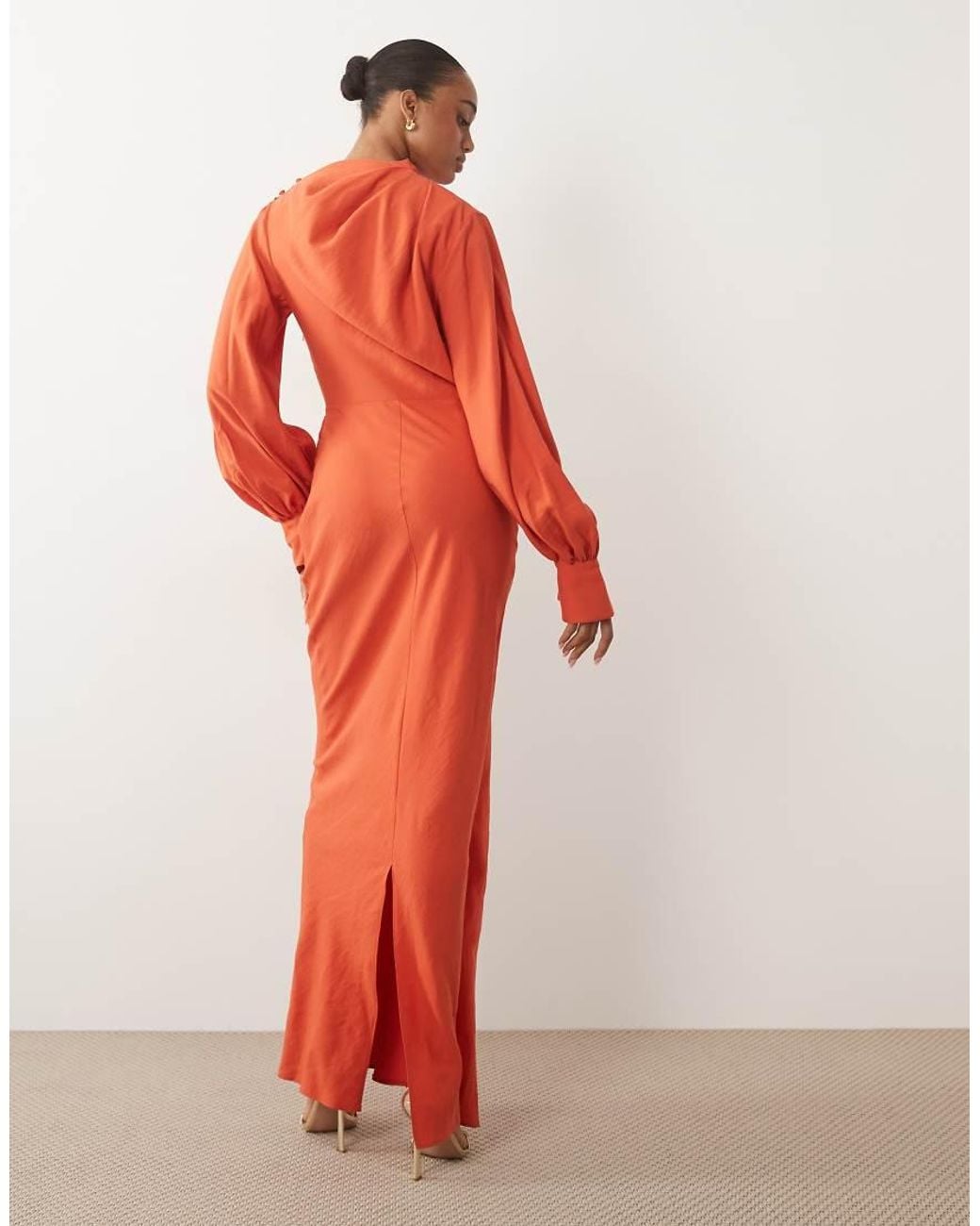 ASOS Red Asos Design Tall High Neck Draped Maxi Dress With Draped Skirt