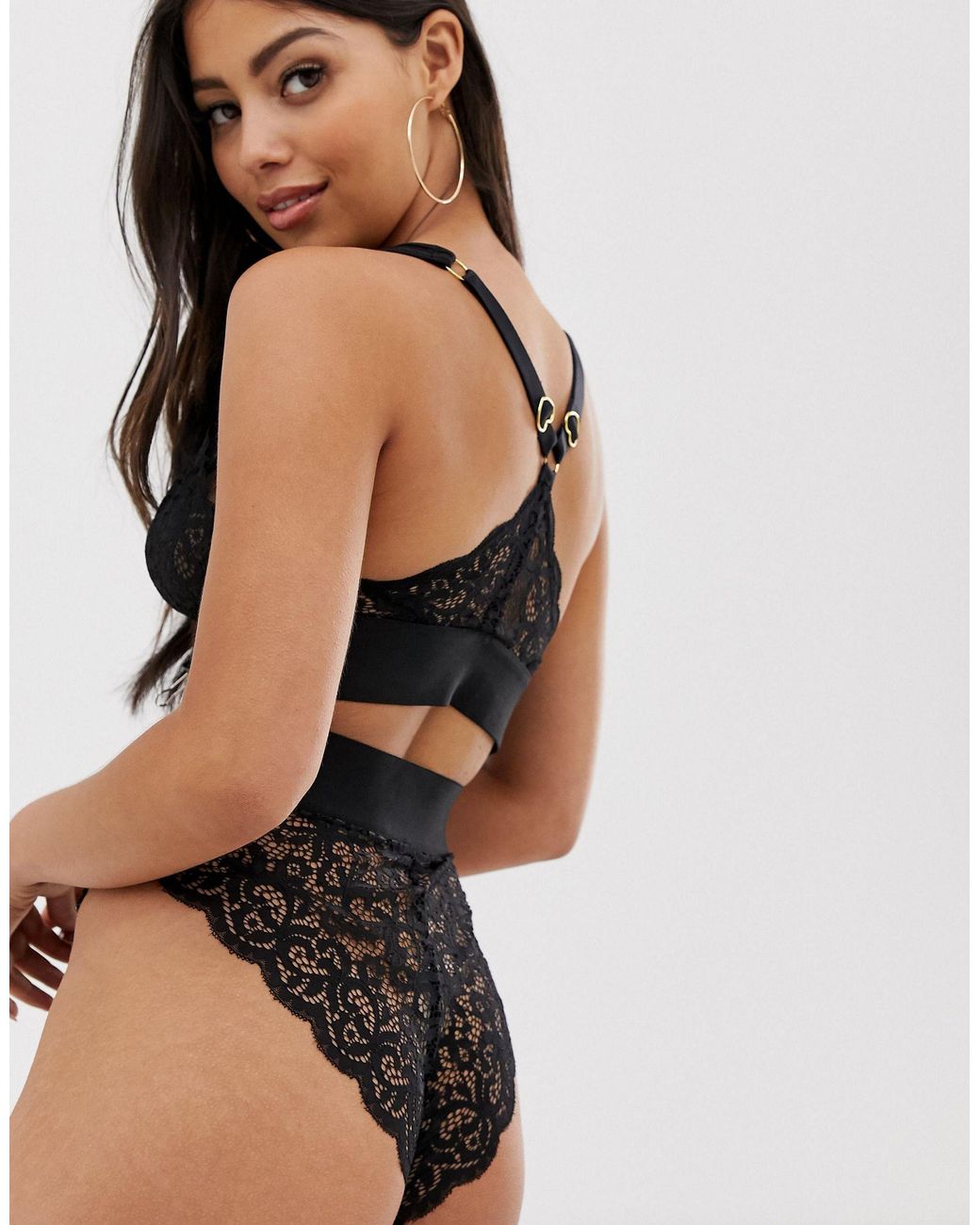 Wolf & Whistle Kennedy Strappy Mesh And Lace Balconette Bra in