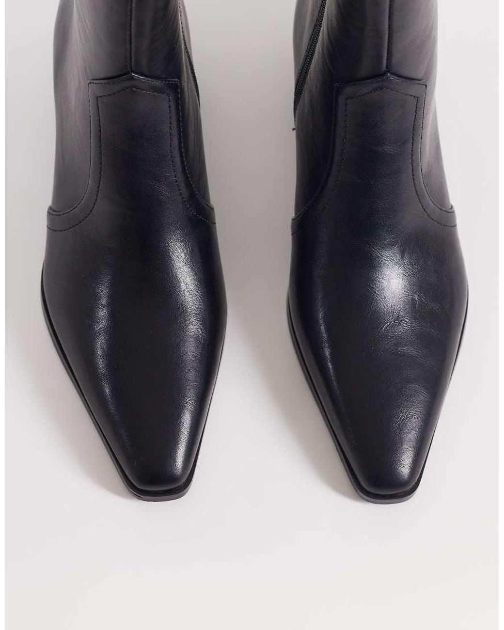 ASOS Blue Ansel Low Flat Pointed Ankle Boots