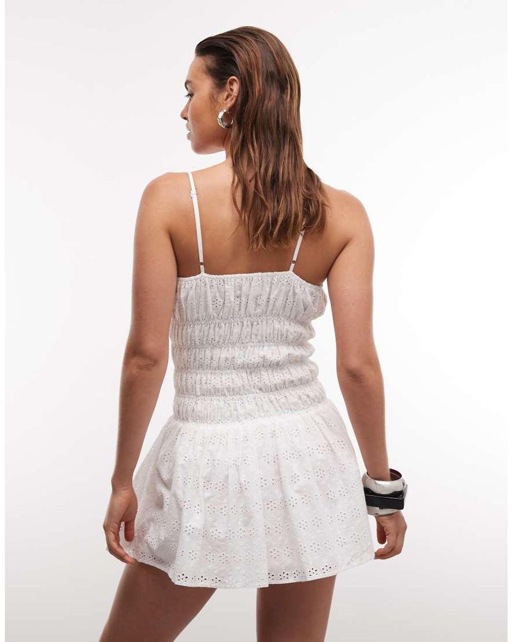 Aria Cove White Shirred Tie Front Detail Mini Dress