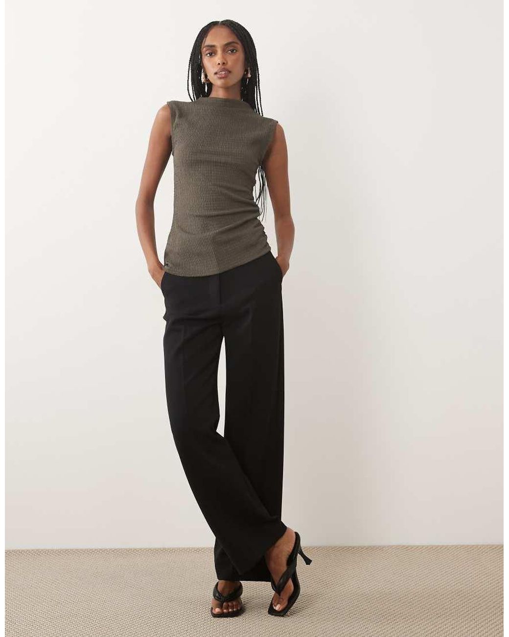 Jdy Multicolor Textured Asymmetric Top With Ruched Details