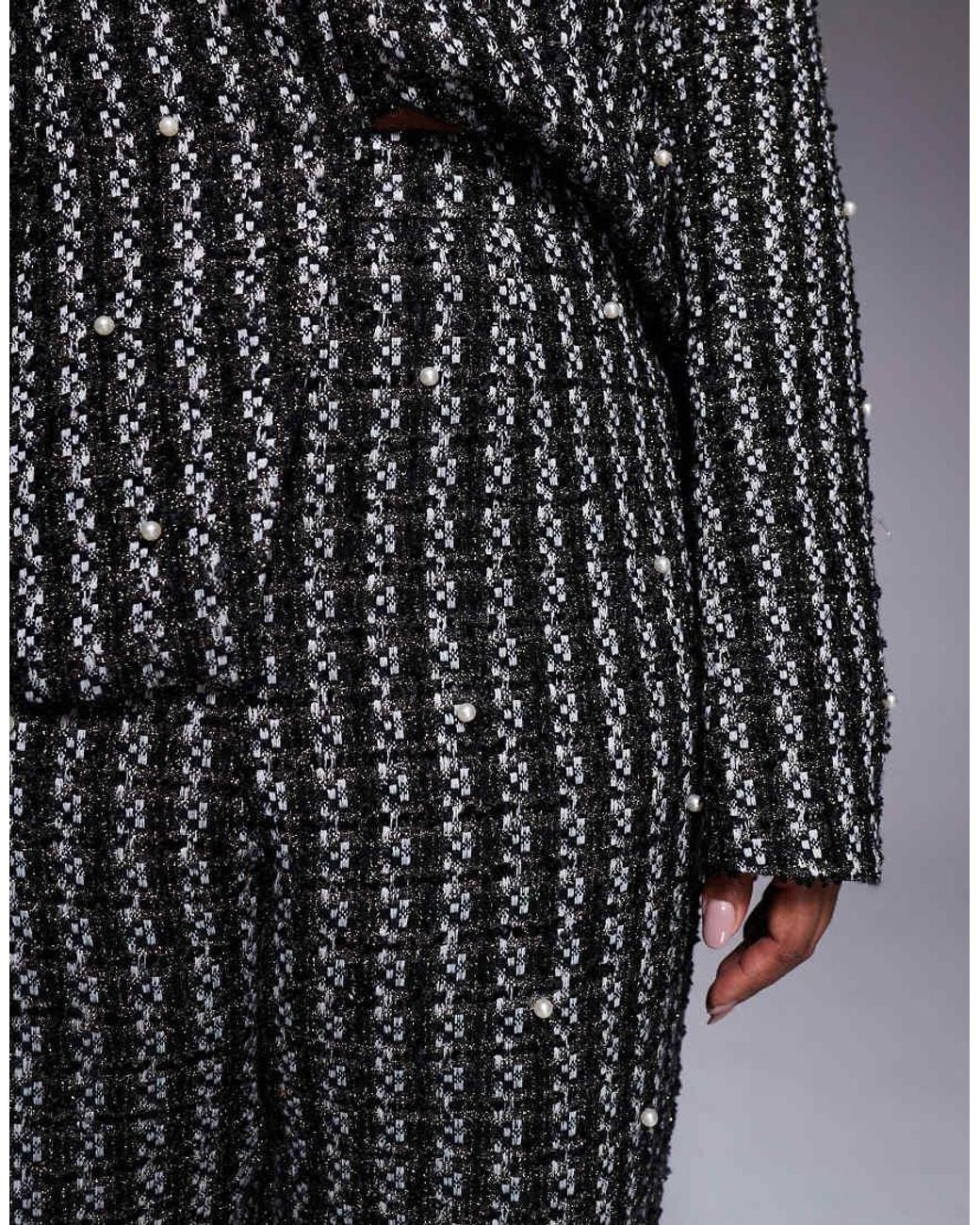 ASOS Gray Curve Pearl Embellished Boucle Trouser Co-ord