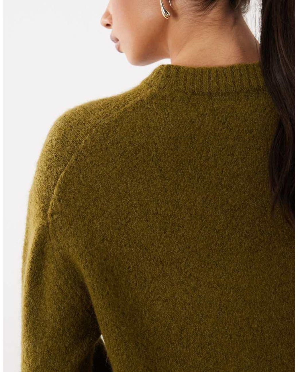 Gina Tricot Green Crew Neck Knitted Wool Alpaca Jumper