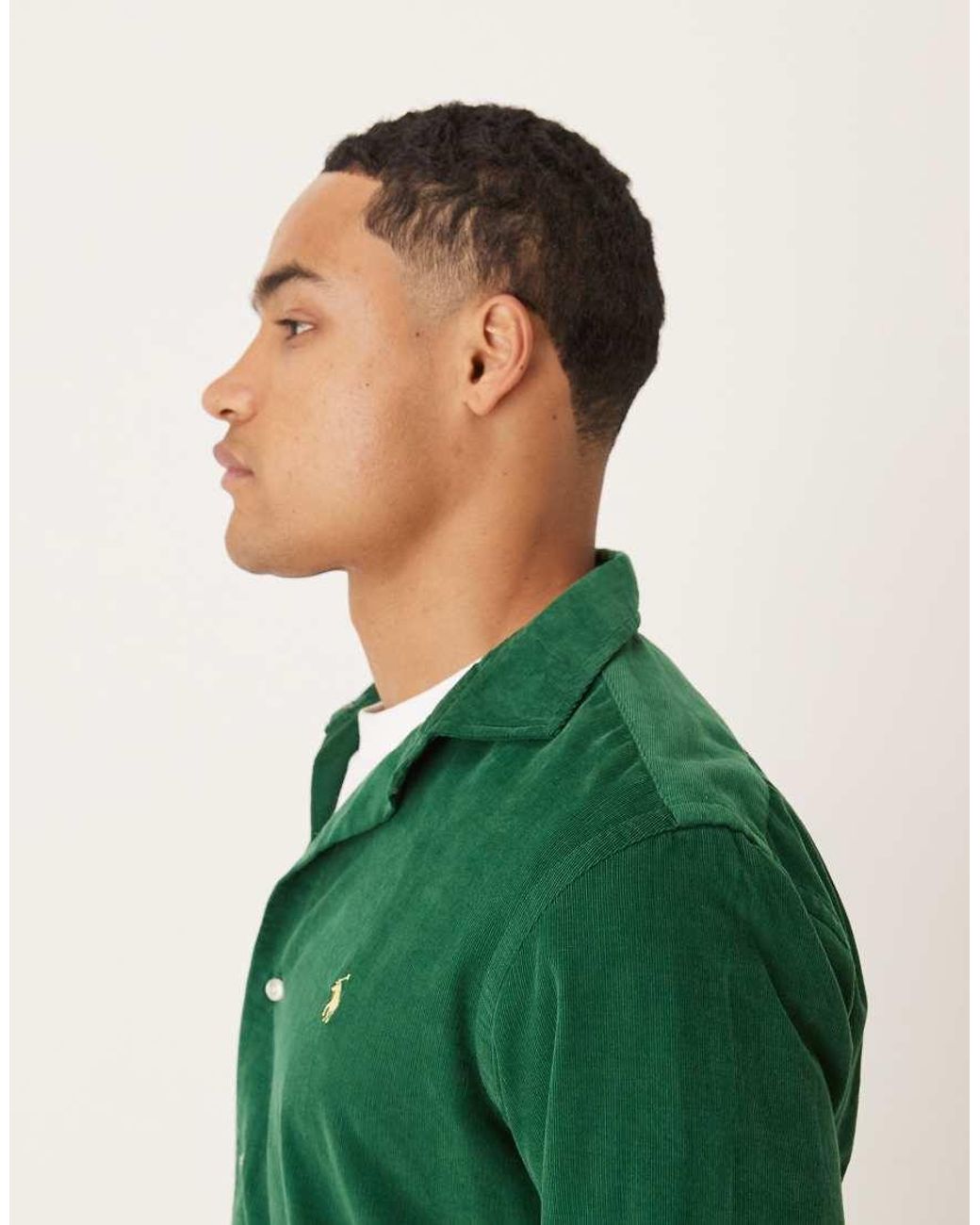 Polo Ralph Lauren Green Custom Fit Icon Logo Corduroy Shirt for men