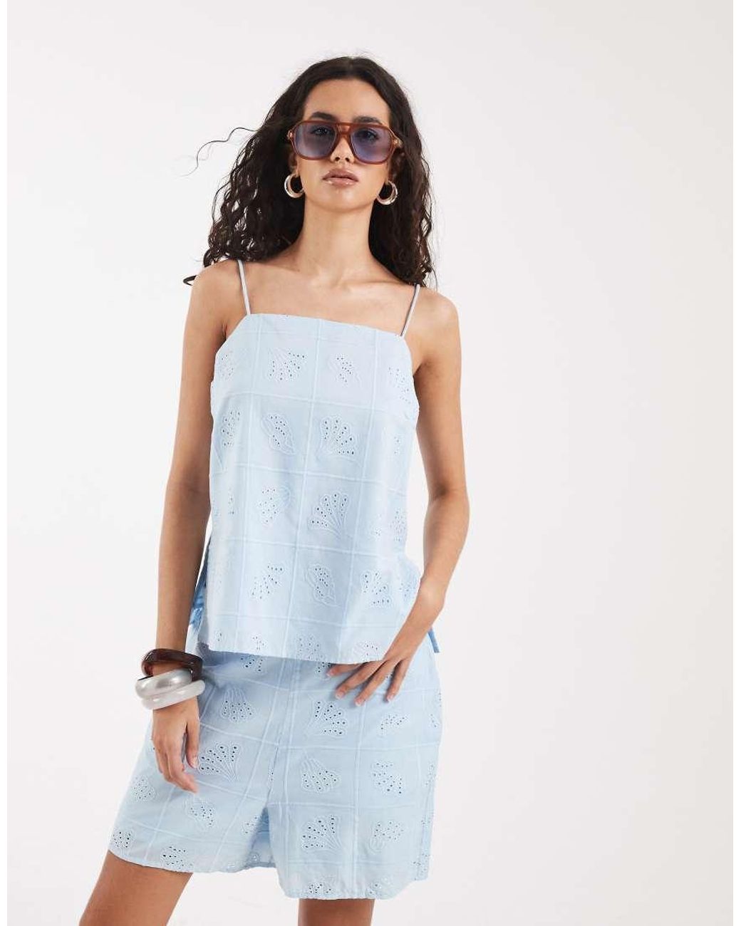 Vero Moda Blue High Waist Shorts Co-ord