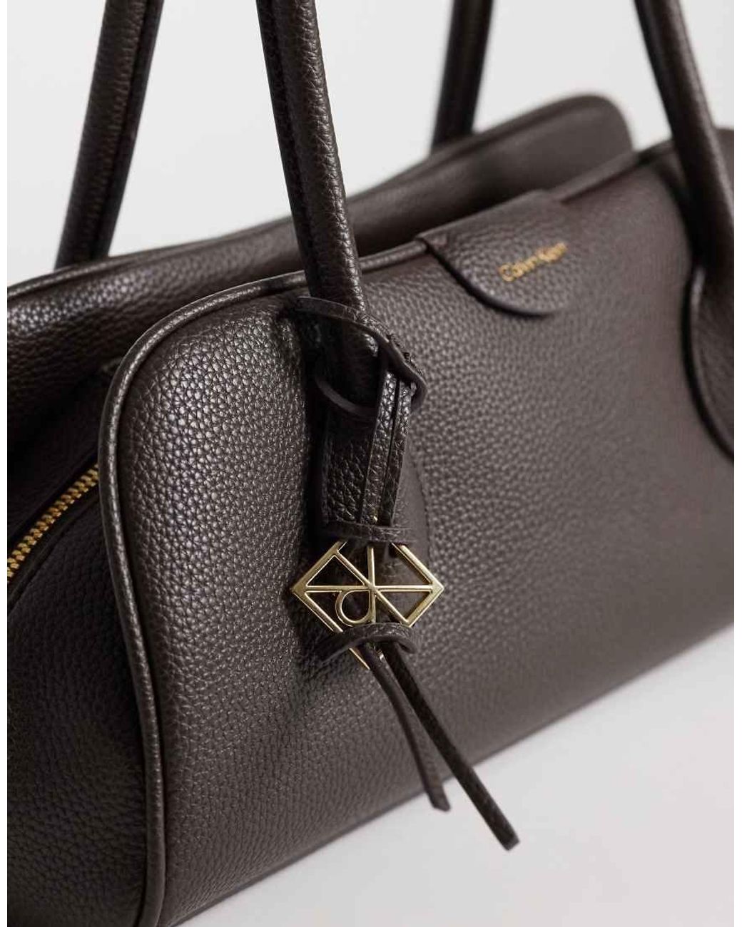 Calvin Klein Black Emblem Pebble Shoulder Bag With Hardware Charm