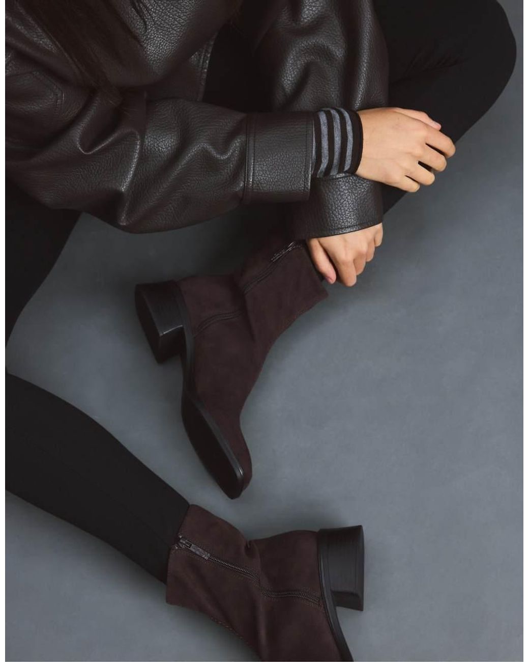 Stradivarius Brown Faux Suede Flat Ankle Boots