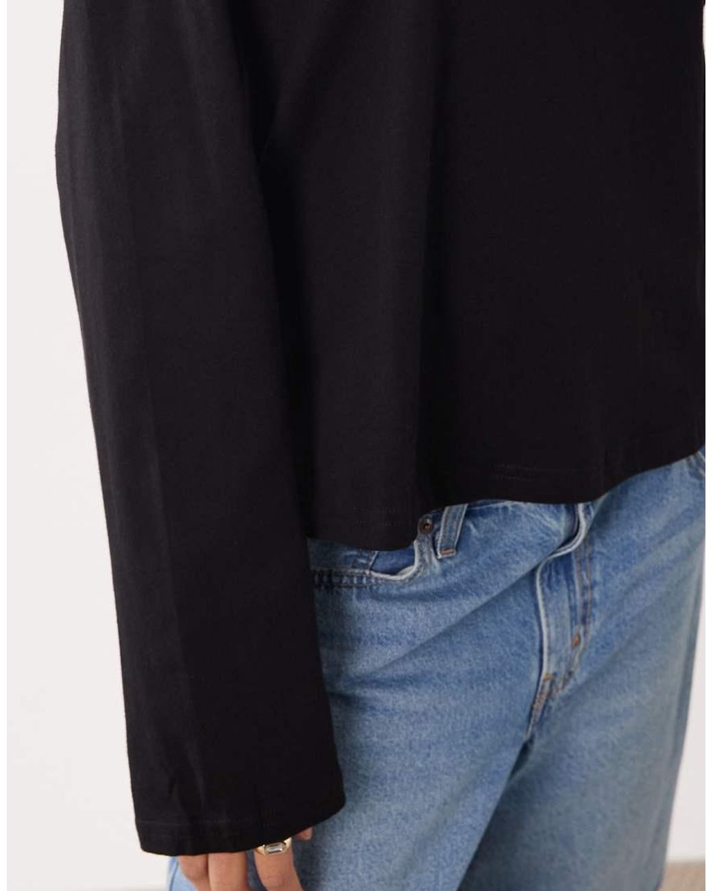 Weekday Black Oversized Boxy Fit Long Sleeve T-shirt