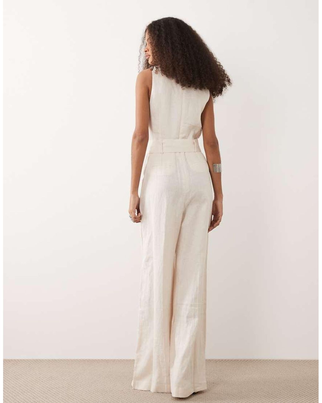Tuta Jumpsuit Allacciata Al Collo E di Mango in Natural