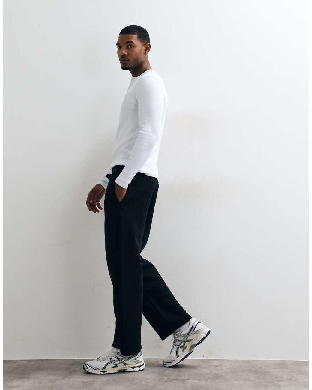 Hollister White Open Cuff Joggers for men