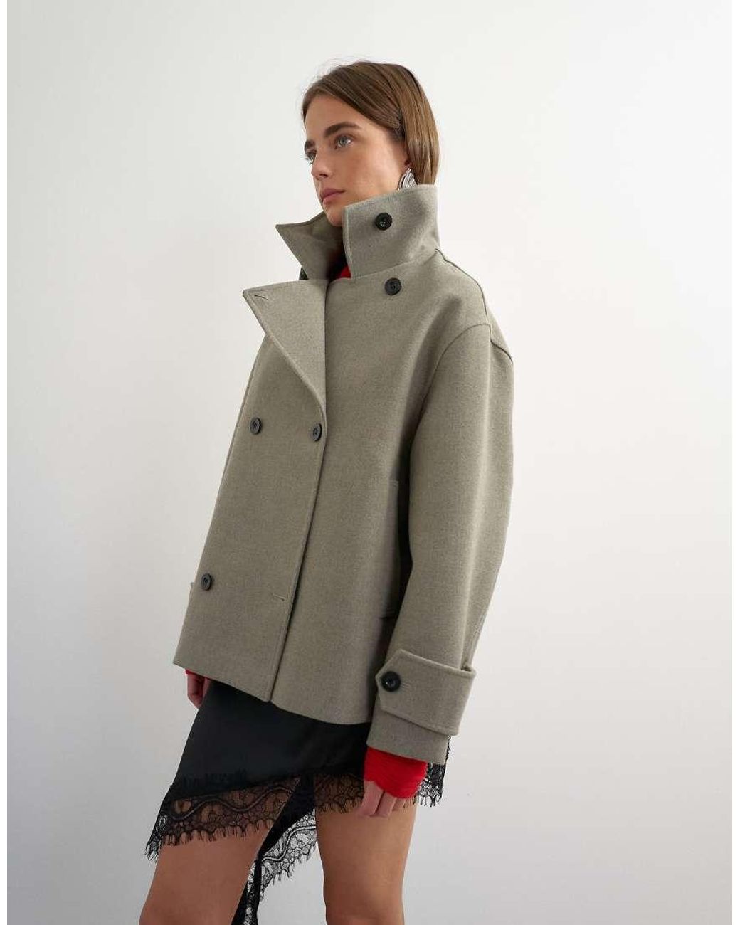 Impermeabile Con Collo A Imbuto di TOPSHOP in Natural