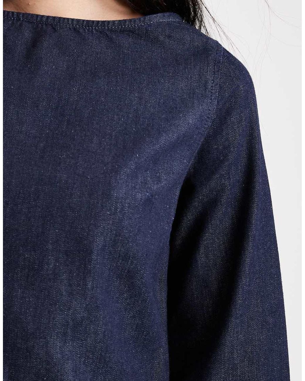 ASOS Blue Denim Long Sleeve A Line Mini Dress