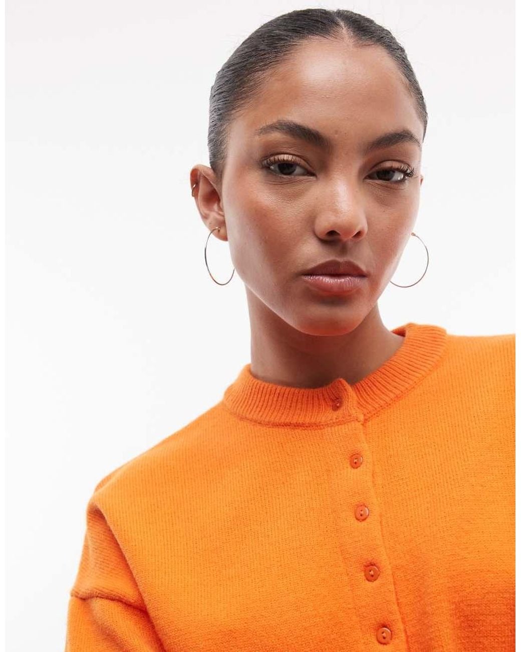 Daisy Street Orange Fitted Waist Cardigan