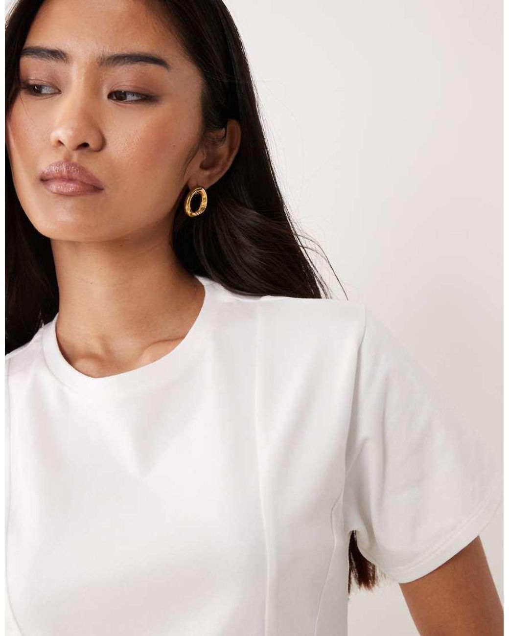 Miss Selfridge White Peplum Hem Detail Tee