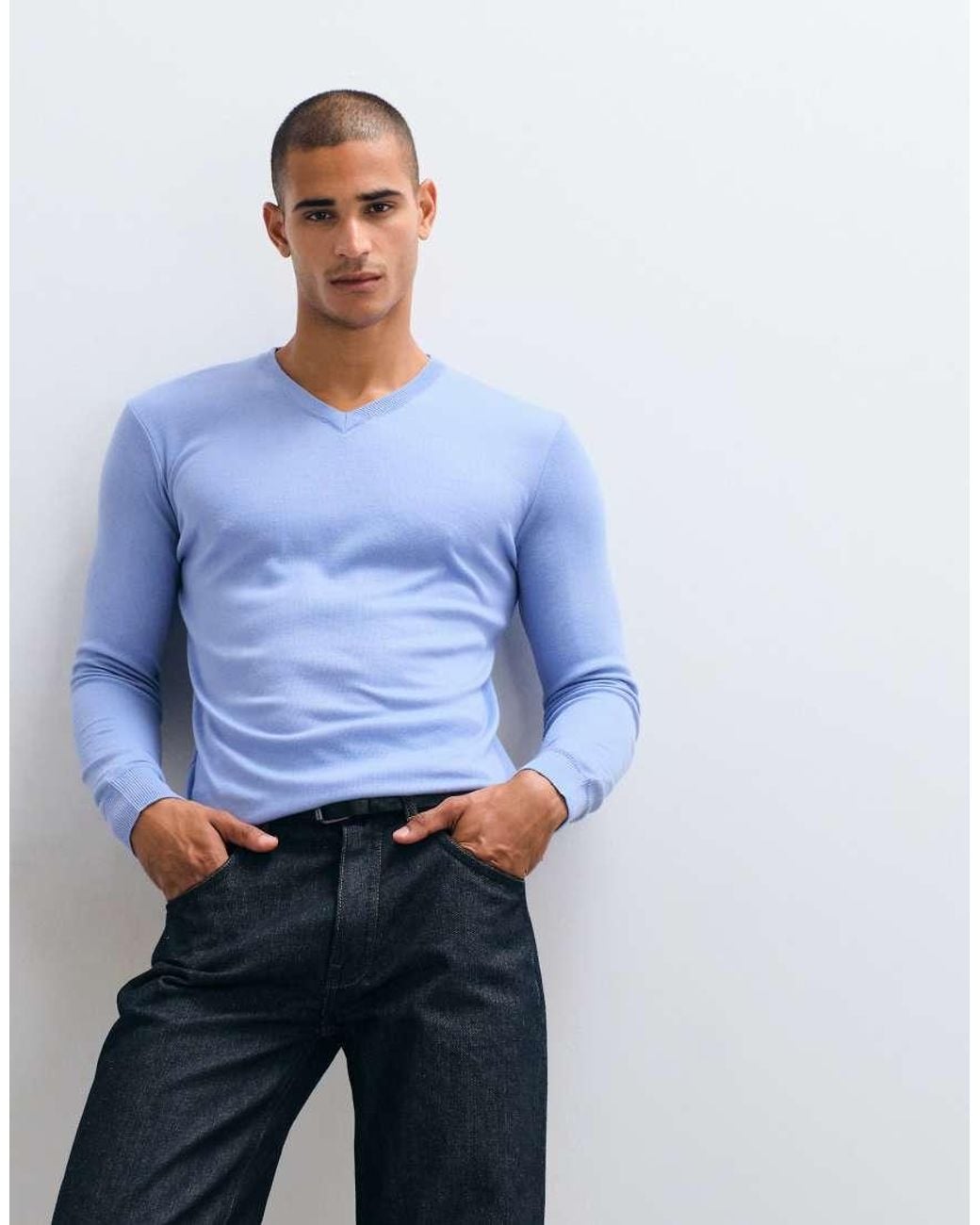 Brave Soul White V-neck Knit Sweater for men