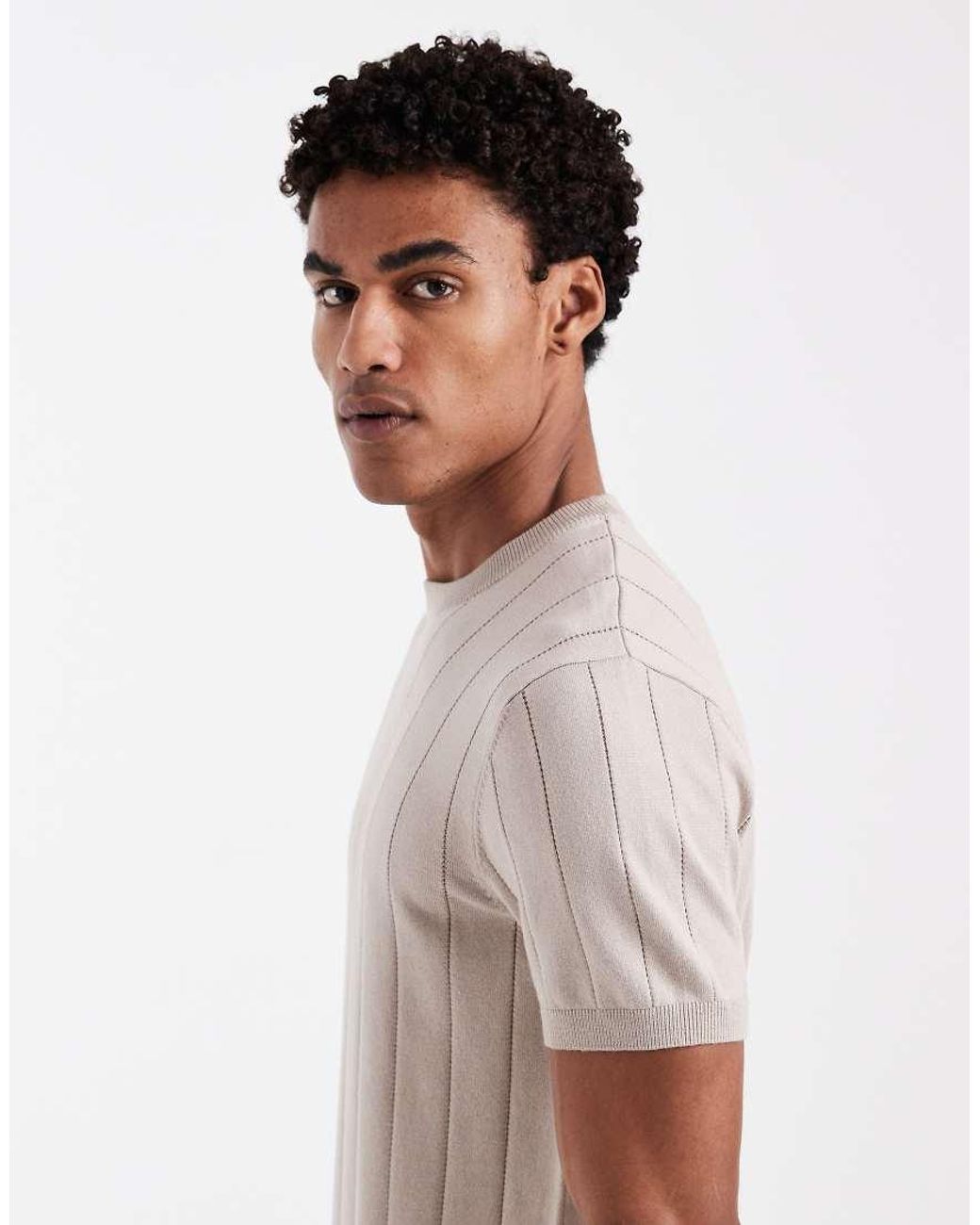 New Look White Knitted T-Shirt for men