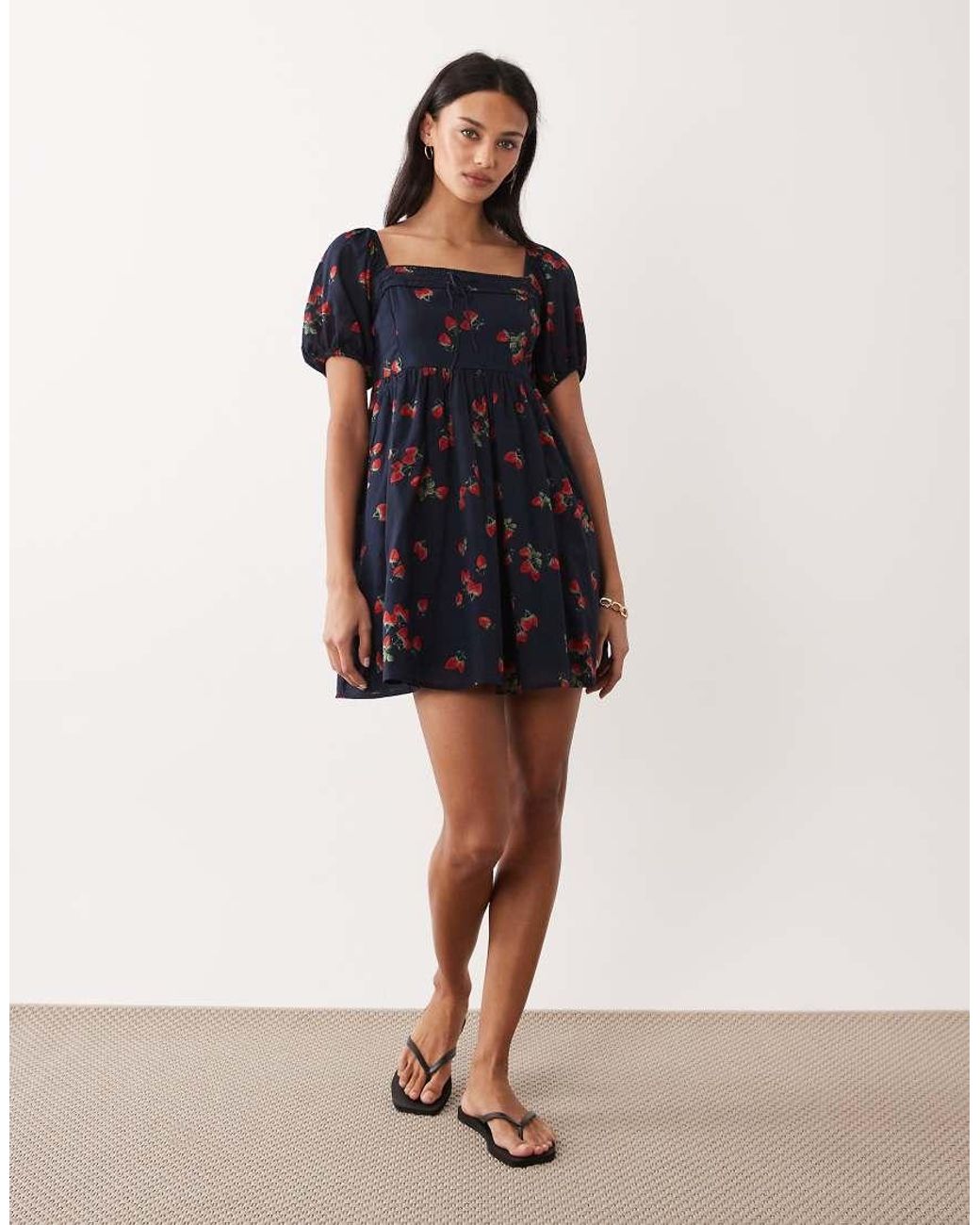 Abercrombie & Fitch Black Square Neck Milkmaid Mini Dress