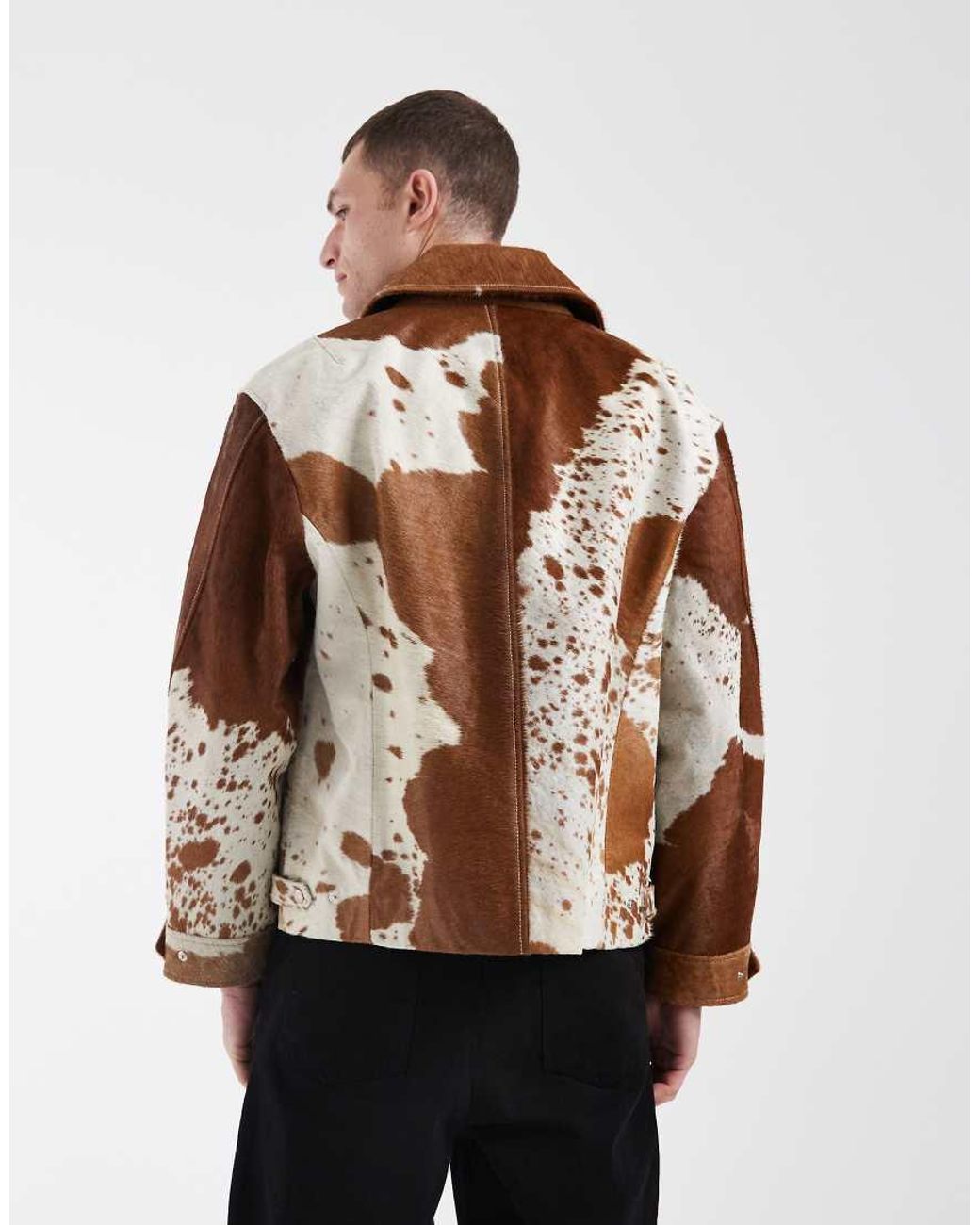 AllSaints Brown Garrison Zip Up Leather Jacket for men