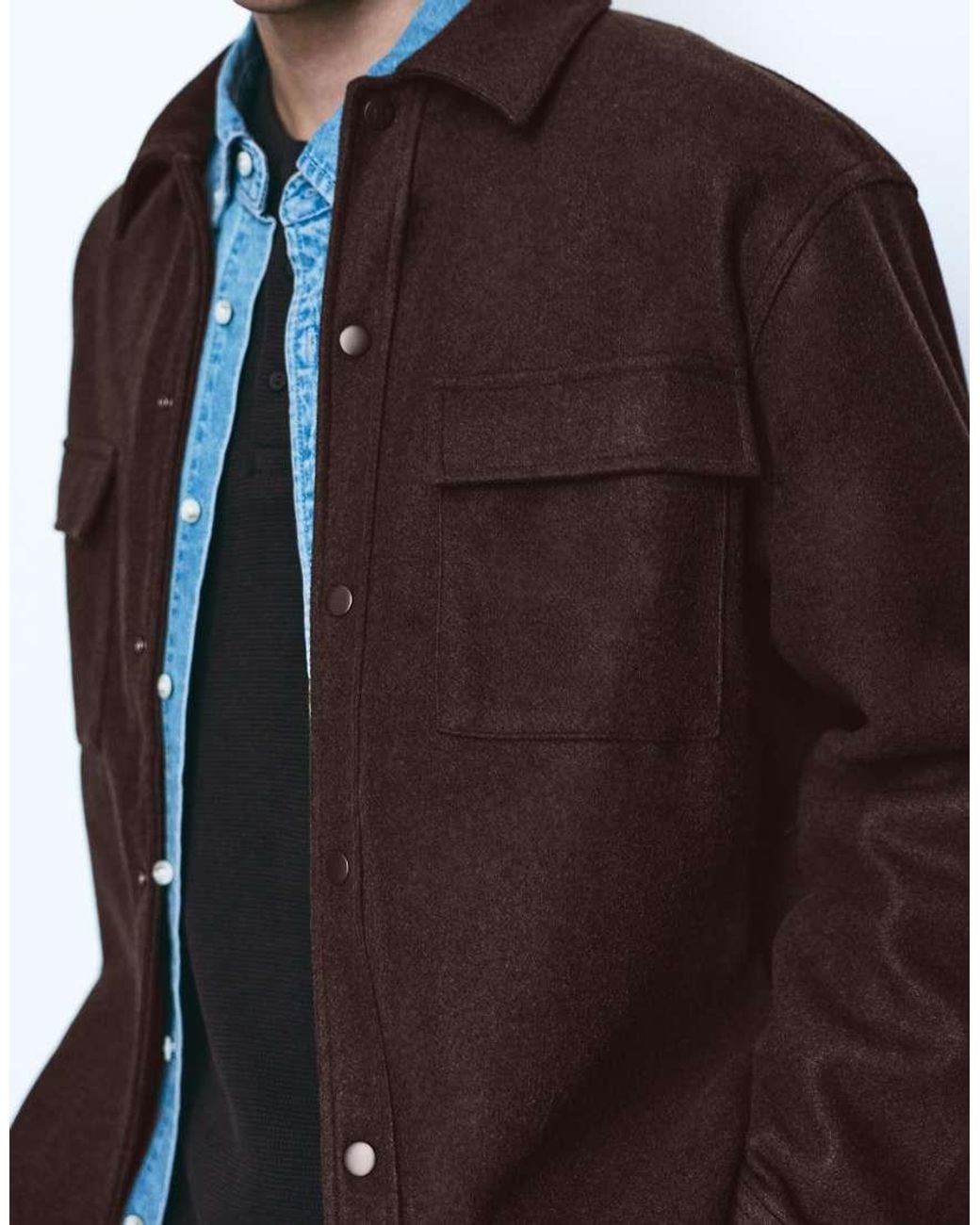 Pull&Bear Blue Long Sleeve Overshirt for men