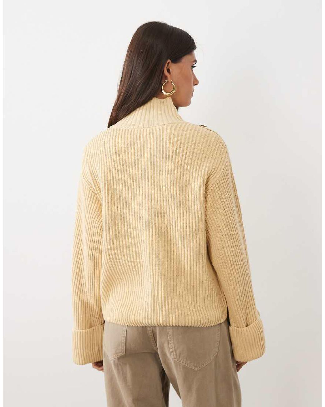 Gina Tricot Natural Funnel Neck Cardigan