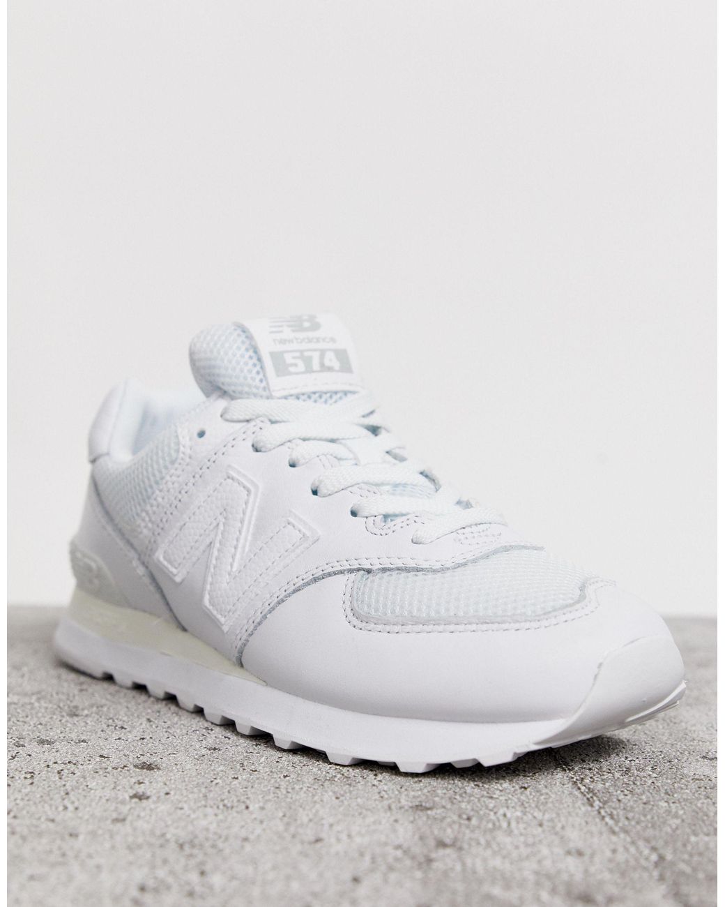 New Balance 574 Triple White Trainers | Lyst UK