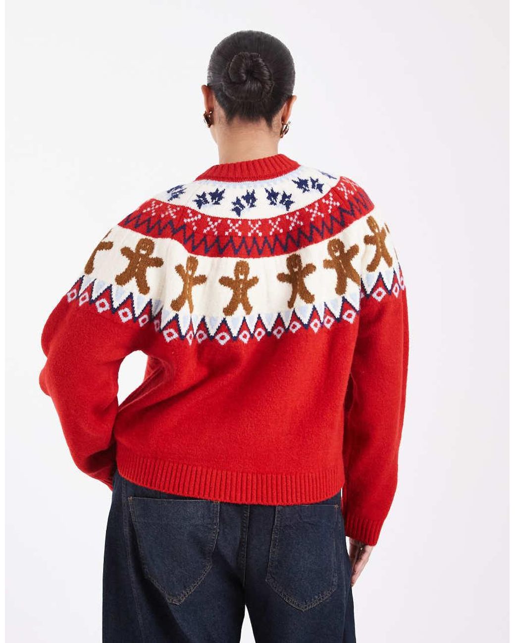 ASOS Red Asos Design Curve Christmas Gingerbread Cardigan
