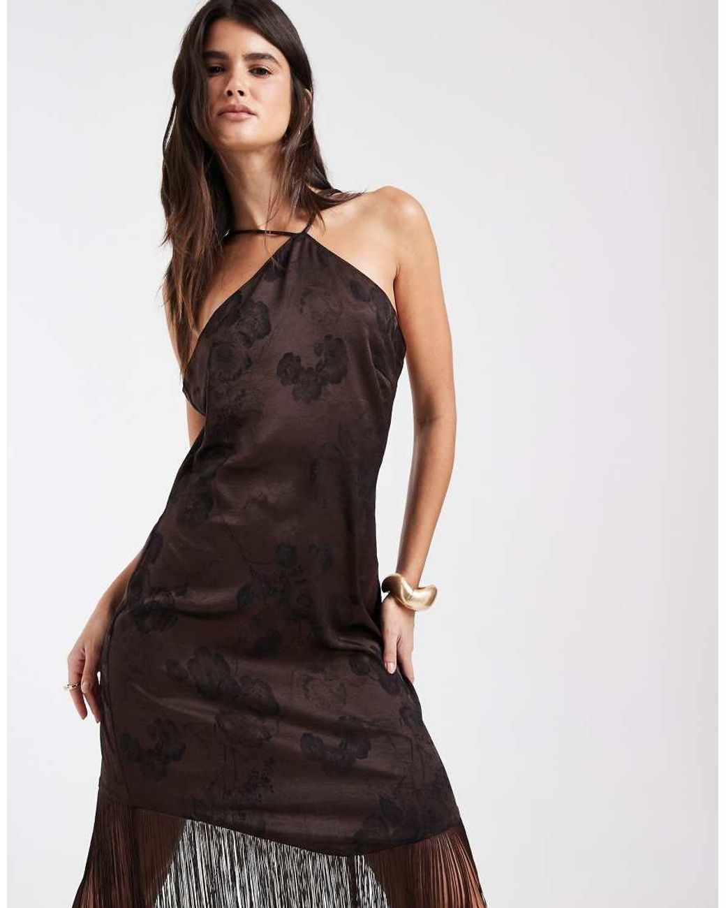 Vero Moda Multicolor Cami Strap Mini Dress With Fringe Detail Skirt
